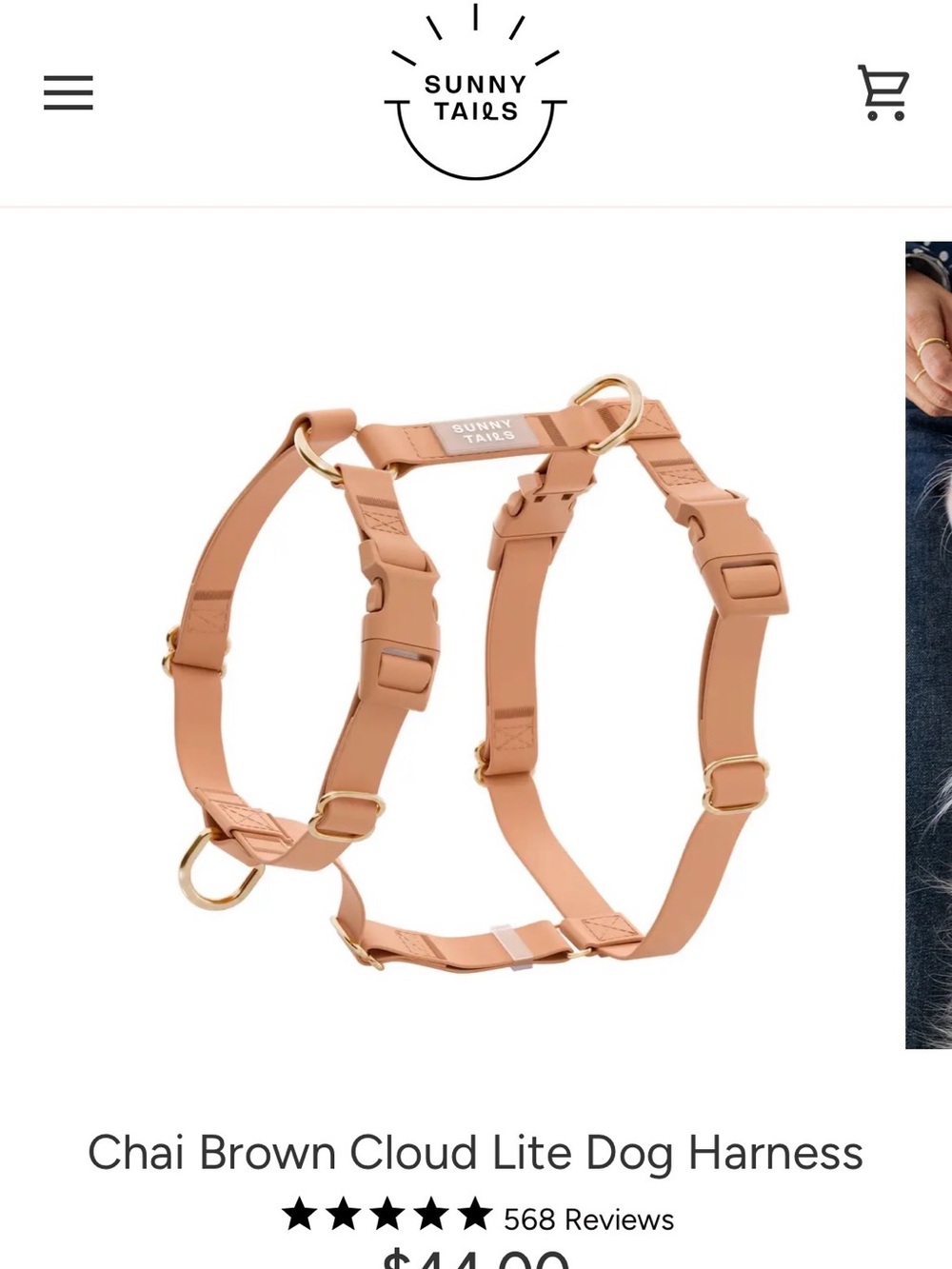 Chai Brown Dog Harness - Adjustable Lightweight Design